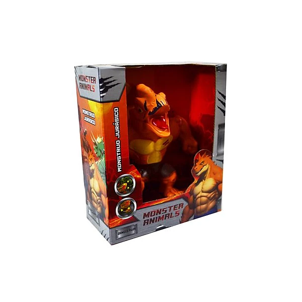 Dinosaurio monster articulado en caja 15x19x7 cm
