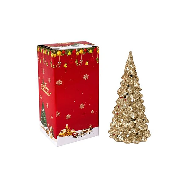 Árbol de navidad acrílico dorado con luz 5.5x12 cm x1