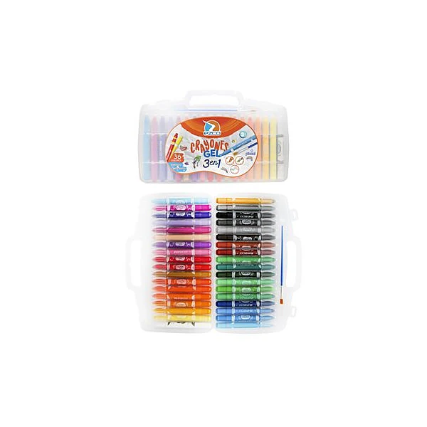 Crayón de gel 3 en 1 con pincel valija x36 Ezco
