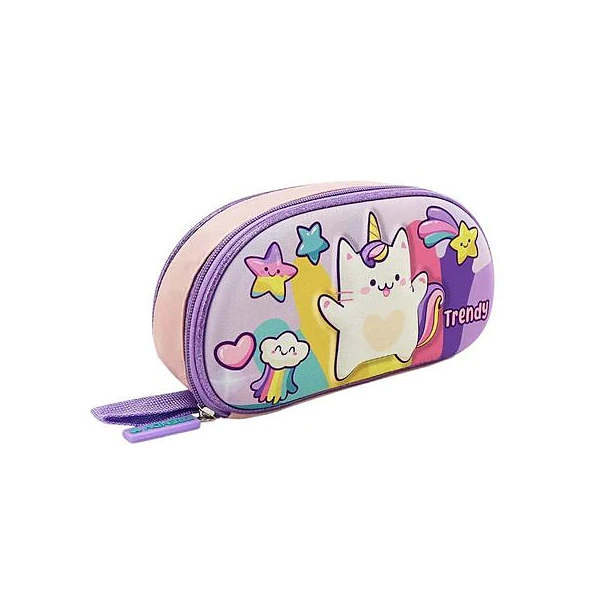 Cartuchera 1 cierre oval unicornio 3d 21x11x4 cm Trendy