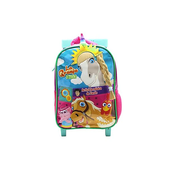 Mochila 12" con carro la granja de zenon con sonido Cresko