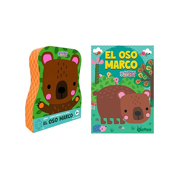 Libro con puzzle 12 piezas 35x27 cm historias para armar: el oso marco en caja 16.5x20x5 cm