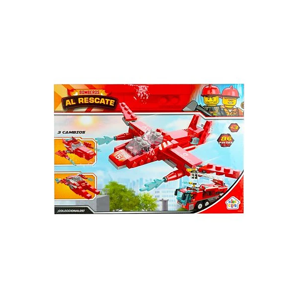 Bloques vehiculo bombero 86 piezas en caja 22x15x5 cm