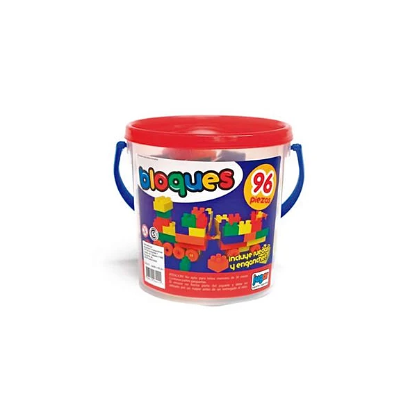 Balde de bloques x96 piezas 15x19 cm jugar