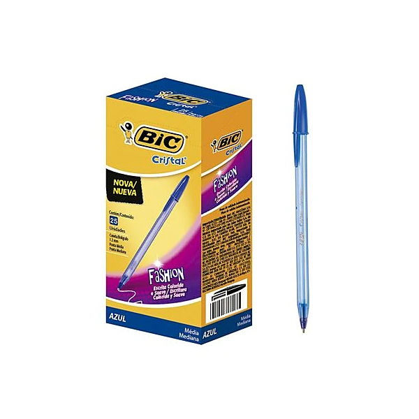 Bolígrafo cristal fashion 1.2 mm azul caja x25 BIC