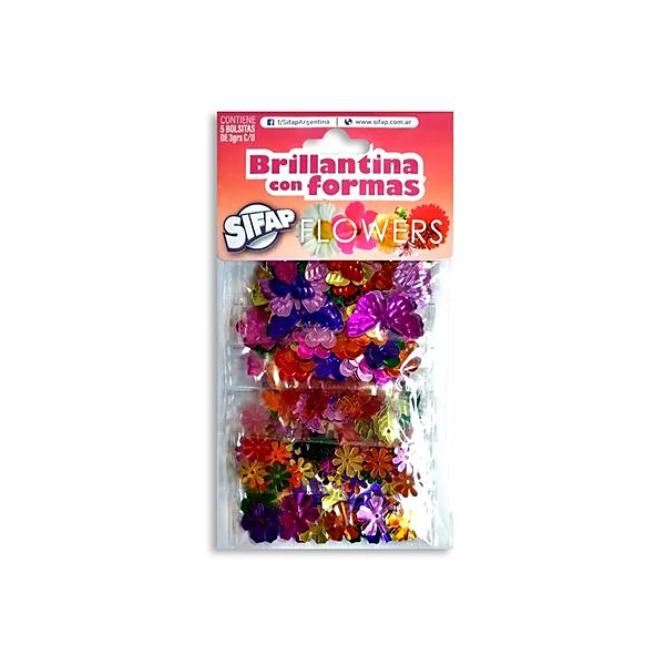 Brillantina formas flower x5 unidades Sifap - flower