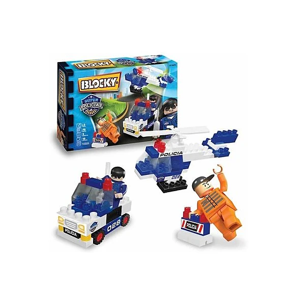 Bloques super policias 70pzs en caja 25x17 cm Blocky