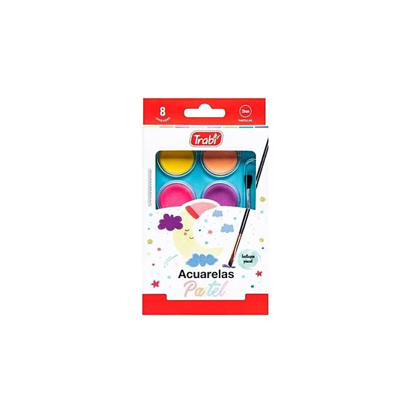 Acuarela pastel 8 colores con pincel estuche rigido trab