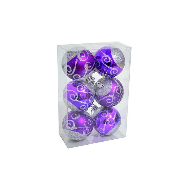 Borla decorada glitter violeta 6 cm caja x6 unidades
