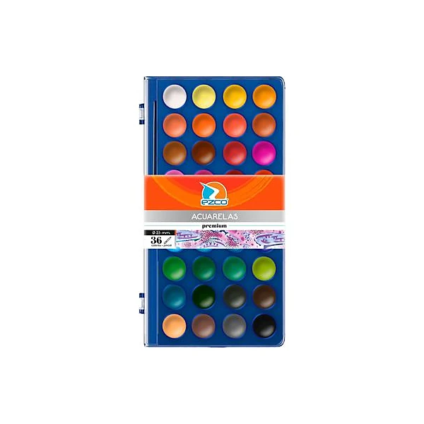 Acuarela 36 colores con pincel premium Ezco