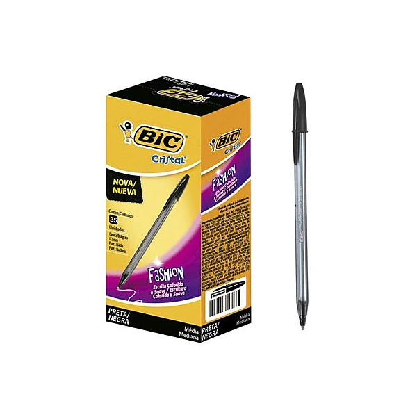 Bolígrafo cristal fashion 1.2 mm negro caja x25 BIC
