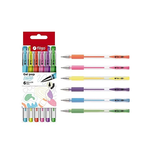 Bolígrafo roller gel pop pastel 0.8 mm x6 unidades Filgo