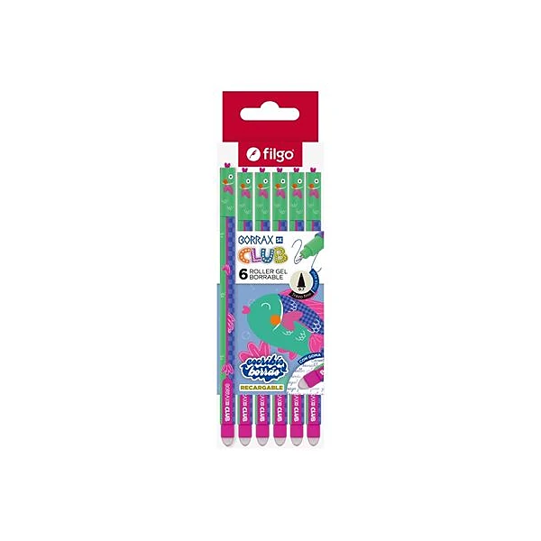 Bolígrafo borrable 0.7 mm borrax club pez caja x6 Filgo