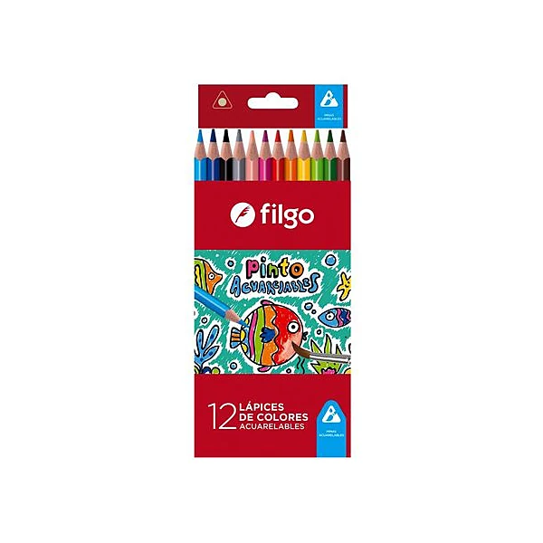 Lápiz de color largo acuarelable Pinto caja x12 Filgo -