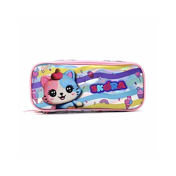 Cartuchera 1 cierre kawaii gato helado 21x9x5 cm Skora