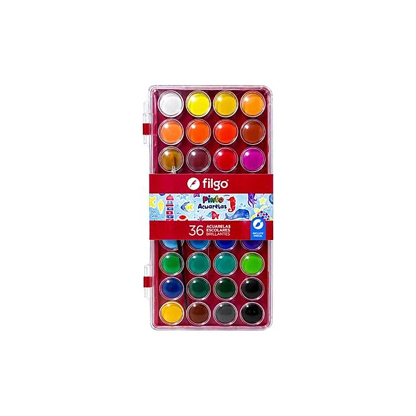 Acuarela 36 colores con pincel Pinto Filgo - ac