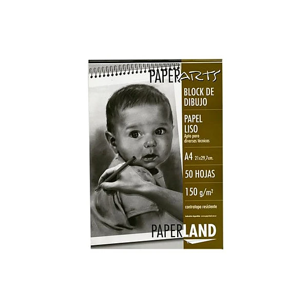 Block de dibujo a4 blanco 150 g 50 hojas emblocado paperland
