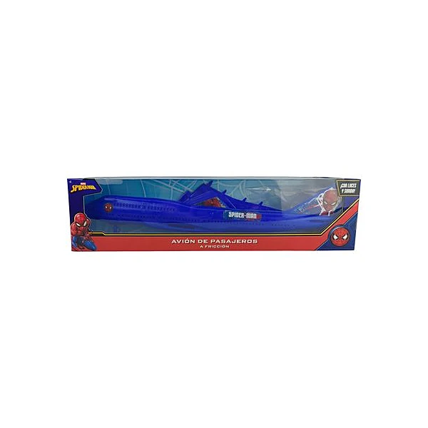 Avión a friccion con luz sonido Spiderman en caja 42x11x6 cm