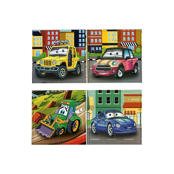 Puzzle cars 4 piezas 15x15 cm x2 unidades inkdrop