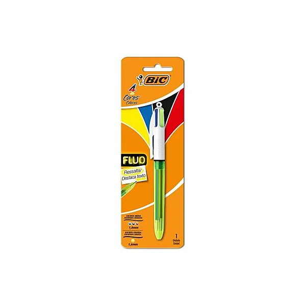 Bolígrafo 4 colores resaltador fluo x1 BIC