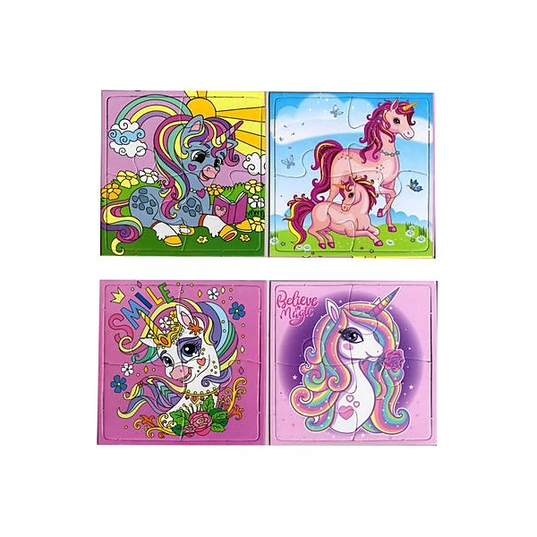 Puzzle unicornios 4 piezas 15x15 cm x2 unidades inkdrop