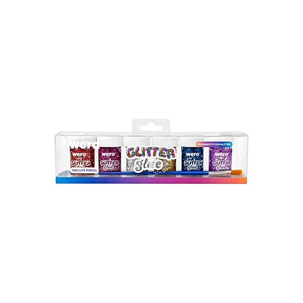 Adhesivo vinilico con glitter pote 20cc caja x6 Wero
