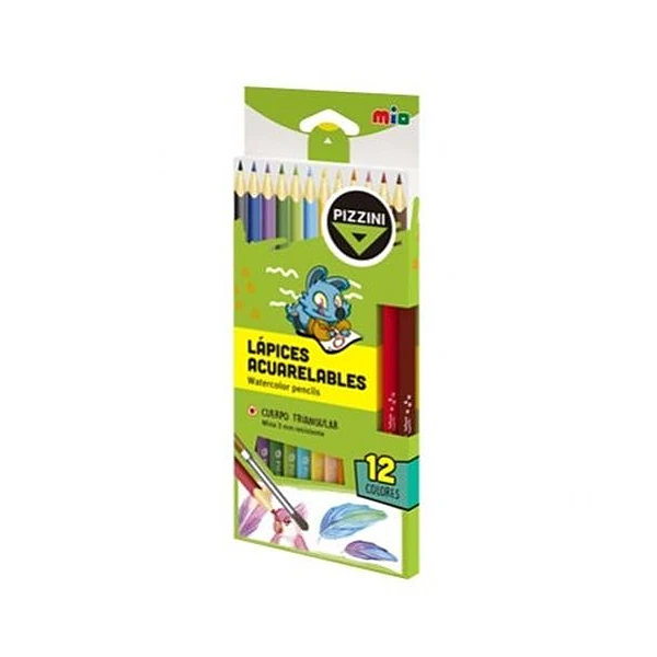 Lápiz de color acuarelables largo caja x12 Pizzini