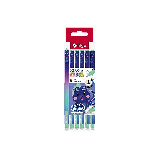 Bolígrafo borrable 0.7 mm borrax club dragon caja x6 Filgo