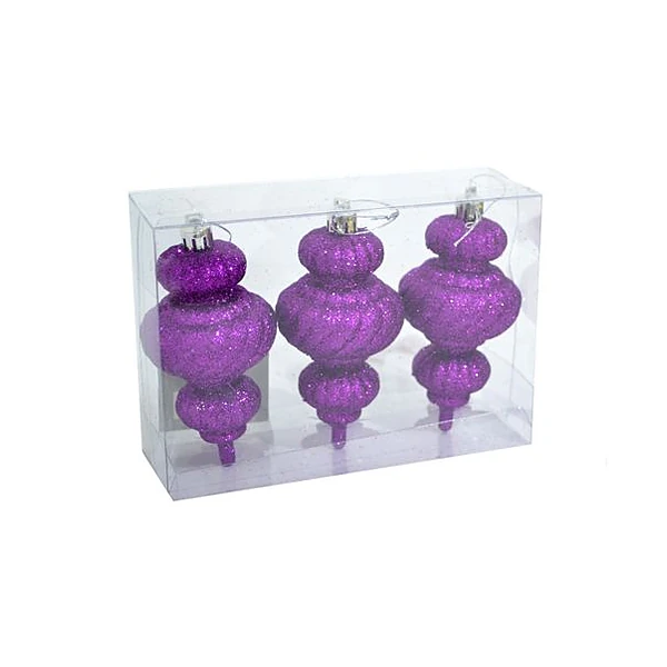 Adorno triglo glitter violeta 10.5 cm caja x3 unidades