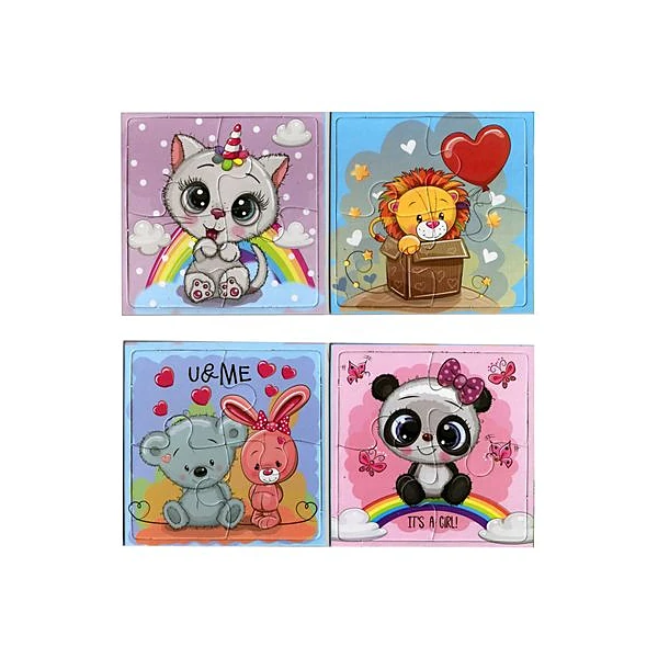 Puzzle animales bebés 4 piezas 15x15 cm x2 unidades inkdrop