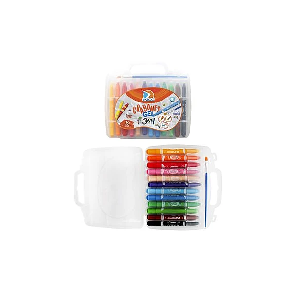 Crayón de gel 3 en 1 con pincel valija x12 Ezco