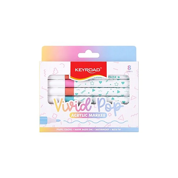 Marcador acrílico pastel vivid pop caja x8 Keyroad