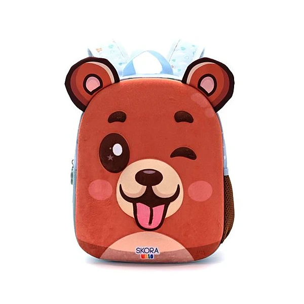 Mochila 12" espalda kawaii oso marron Skora