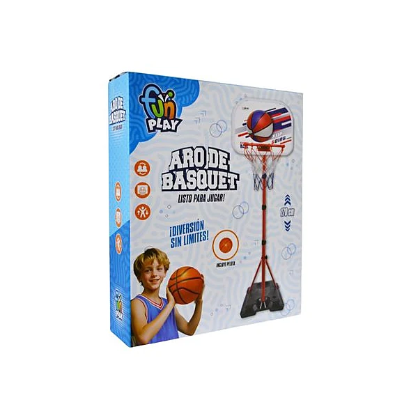 Aro de básquet con pie y pelota en caja 29x170x38 cm