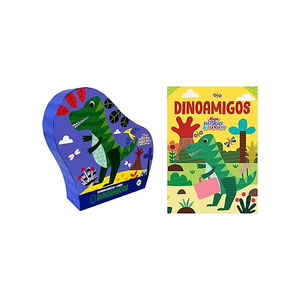 Libro con puzzle 33x57 cm mega historias para armar: dinoamigos en caja 26x24.5x6 cm