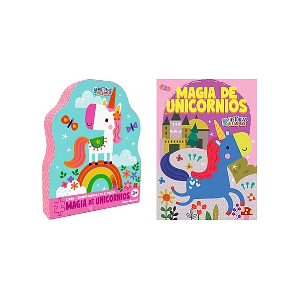 Libro con puzzle 12 piezas 35x27 cm historias para armar: magia de unicornios 16.5x20x5 cm