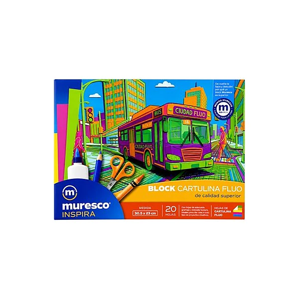 Block cartulina fluo 30.5x23 cm 20h Muresco inspira