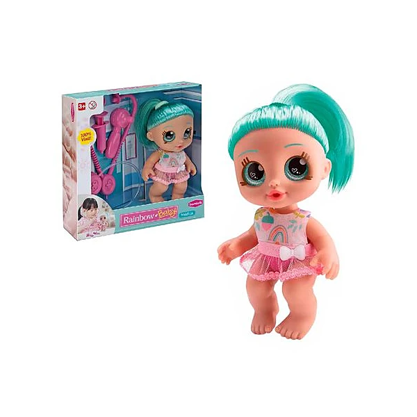 Muñeca baby rainbow medica 20 cm en caja 26x26 cm