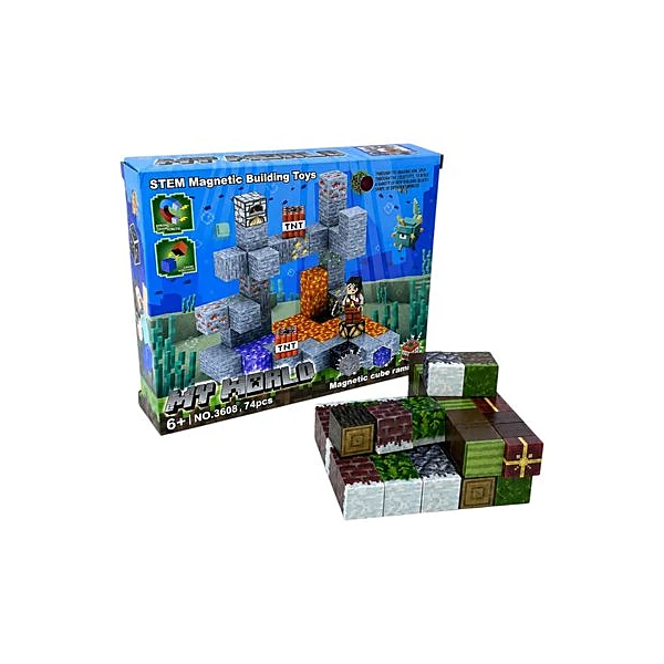 Bloques magneticos my world 74pzs en caja 20x16x4 cm