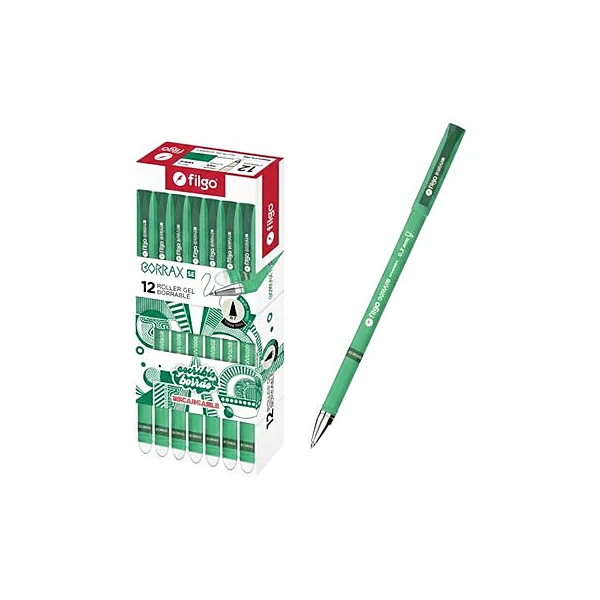 Bolígrafo borrable 0.7 mm borrax se verde x12