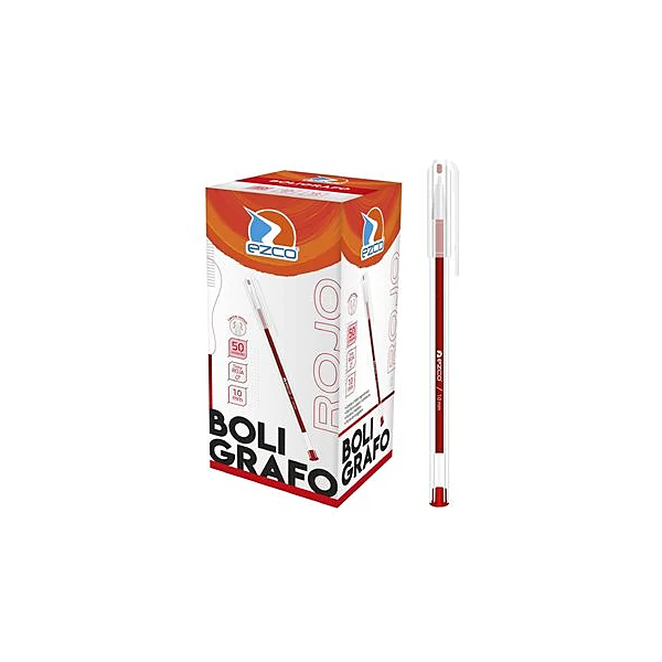 Bolígrafo 1 mm rojo caja x50 unidades Ezco