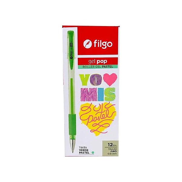 Bolígrafo gel 0.8 mm pastel gel pop caja x12 Filgo