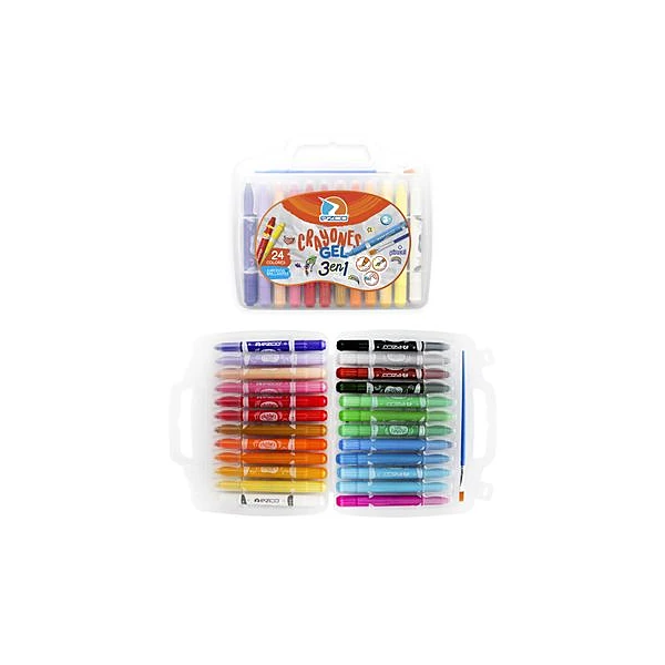 Crayón de gel 3 en 1 con pincel valija x24 Ezco