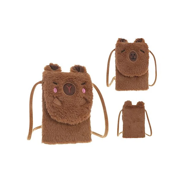 Cartera infantil peluche portacelular capibara 12x17 cm x unidad modelos surtidos Trendy