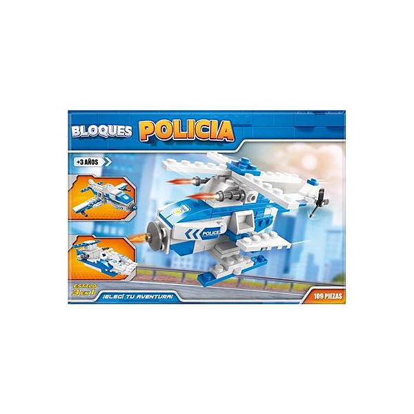 Bloques helicóptero policia (109 piezas) 22x15x5 cm