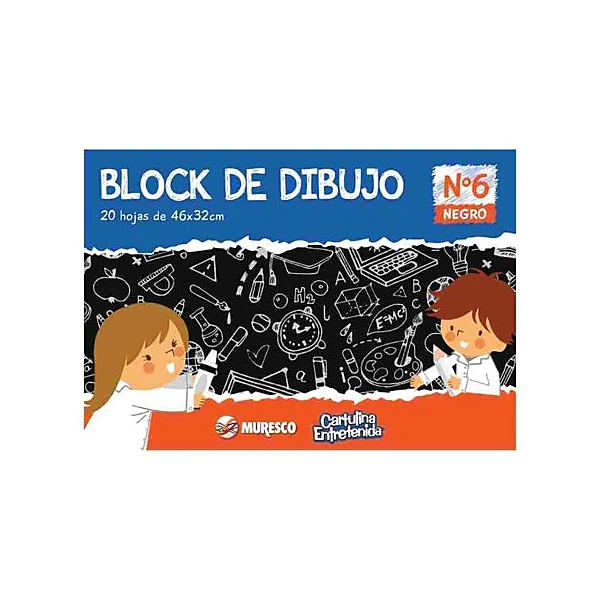 Block de dibujo doble oficio n.° 6 negro 20 hojas Muresco