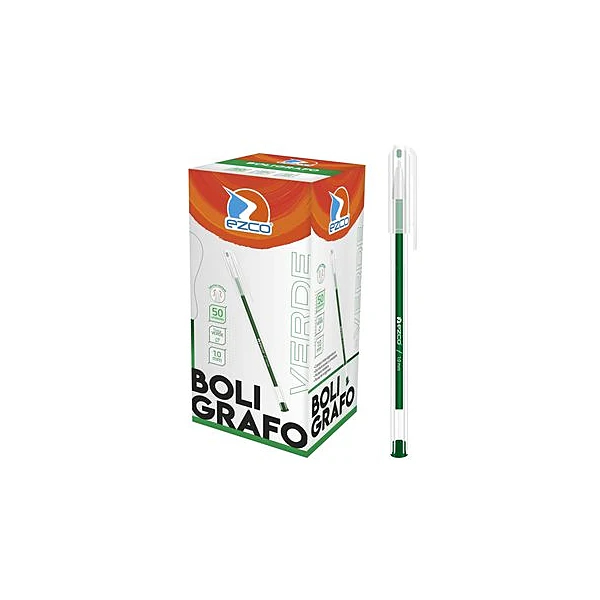 Bolígrafo 1 mm verde caja x50 unidades Ezco