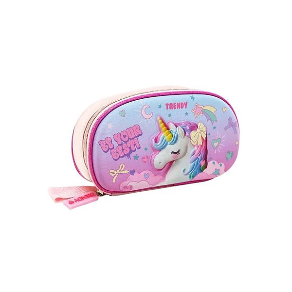 Cartuchera 1 cierre oval 21x11 cm unicornio Trendy