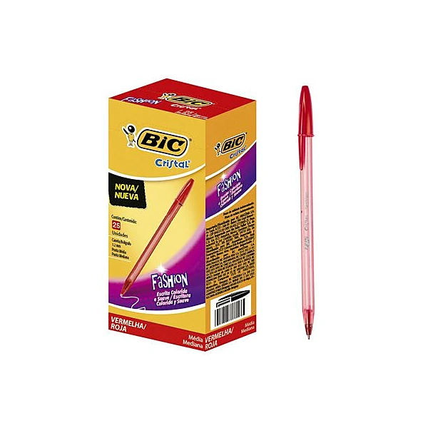Bolígrafo cristal fashion 1.2 mm rojo x25 BIC