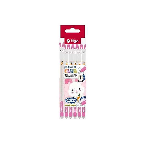 Bolígrafo borrable 0.7 mm borrax club conejo caja x6 Filgo